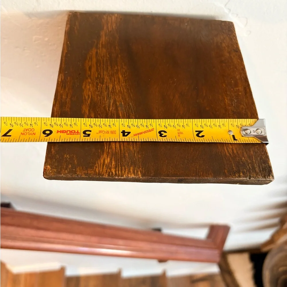 Rustic Carved Wood Brown Wall Shelf